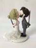 Picture of Lace mermaid dress bride & Grey suit groom wedding cake topper, Lightsaber & Wizard Wand Clay Figurine