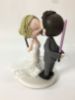 Picture of Lace mermaid dress bride & Grey suit groom wedding cake topper, Lightsaber & Wizard Wand Clay Figurine