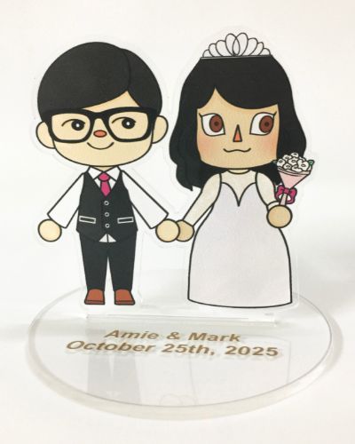 Picture of Custom Animal Crossing Wedding Cake Topper, Acrylic Cut Bride & Groom Standee