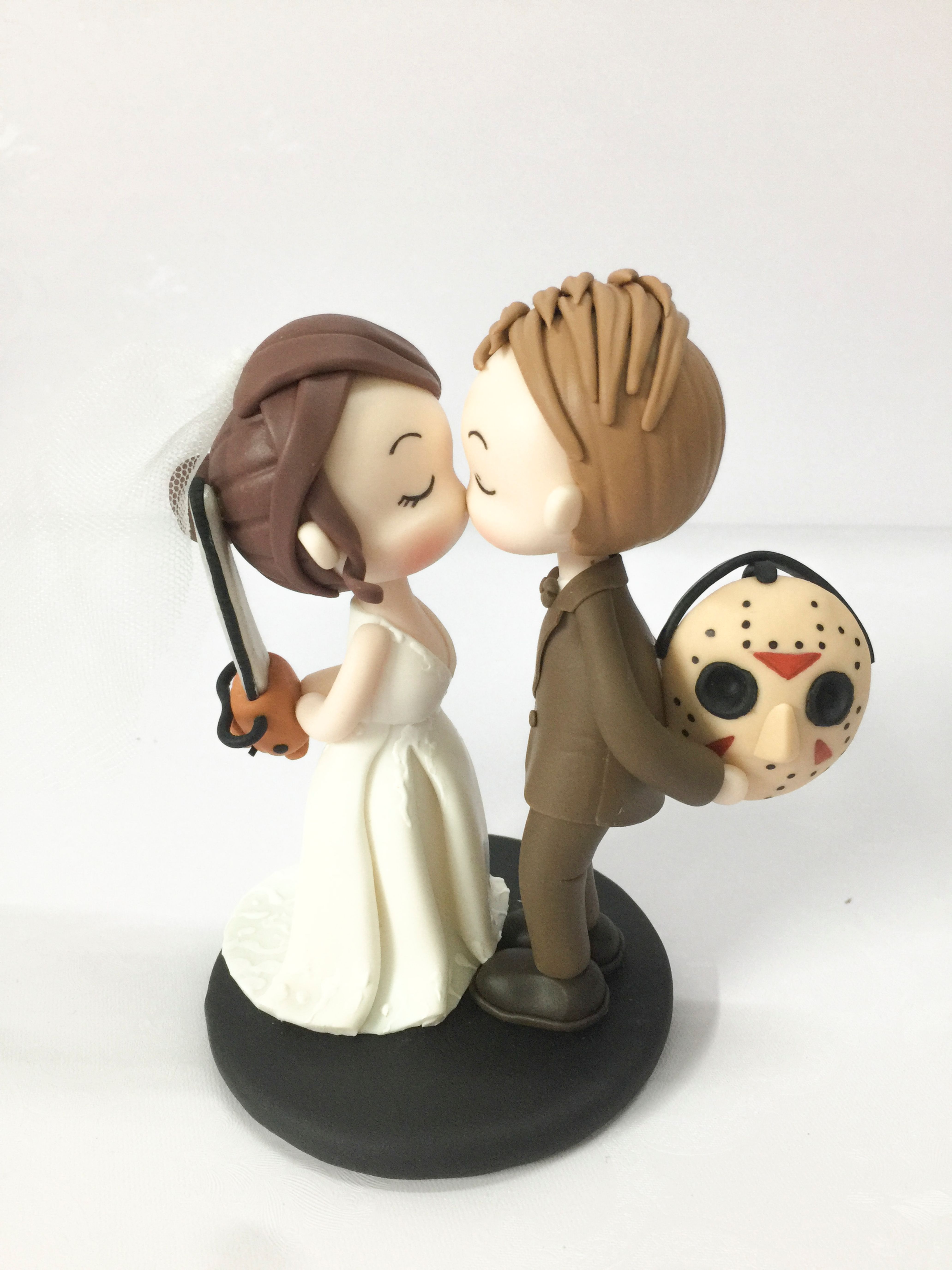 Picture of Friday the 13th & Texas Chain Saw Wedding Cake Topper, Horror Movie Inspired Wedding, Halloween wedding cake topper