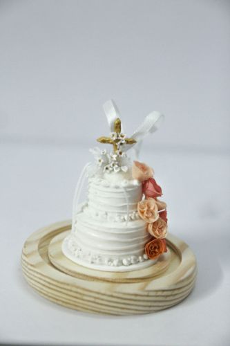 Picture of Cross Wedding Cake Ornament, Religious Wedding Keepsake, Christian Wedding Gifts