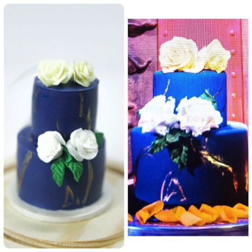 Picture of Navy Blue Wedding Cake Replica, Miniature Wedding Cake Keepsake, Gift for Mom, Gift for Wife