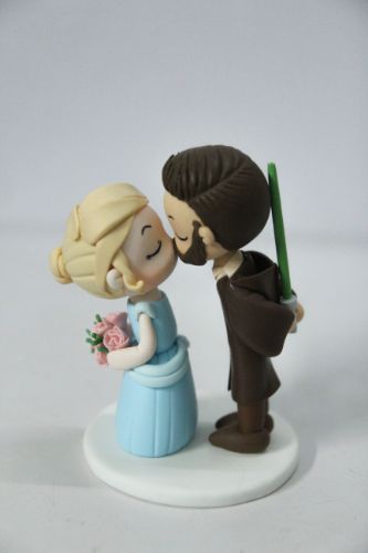 Picture of Star Wars & Cinderella Inspired Wedding Cake Topper, Custom Bride and Groom Figurine